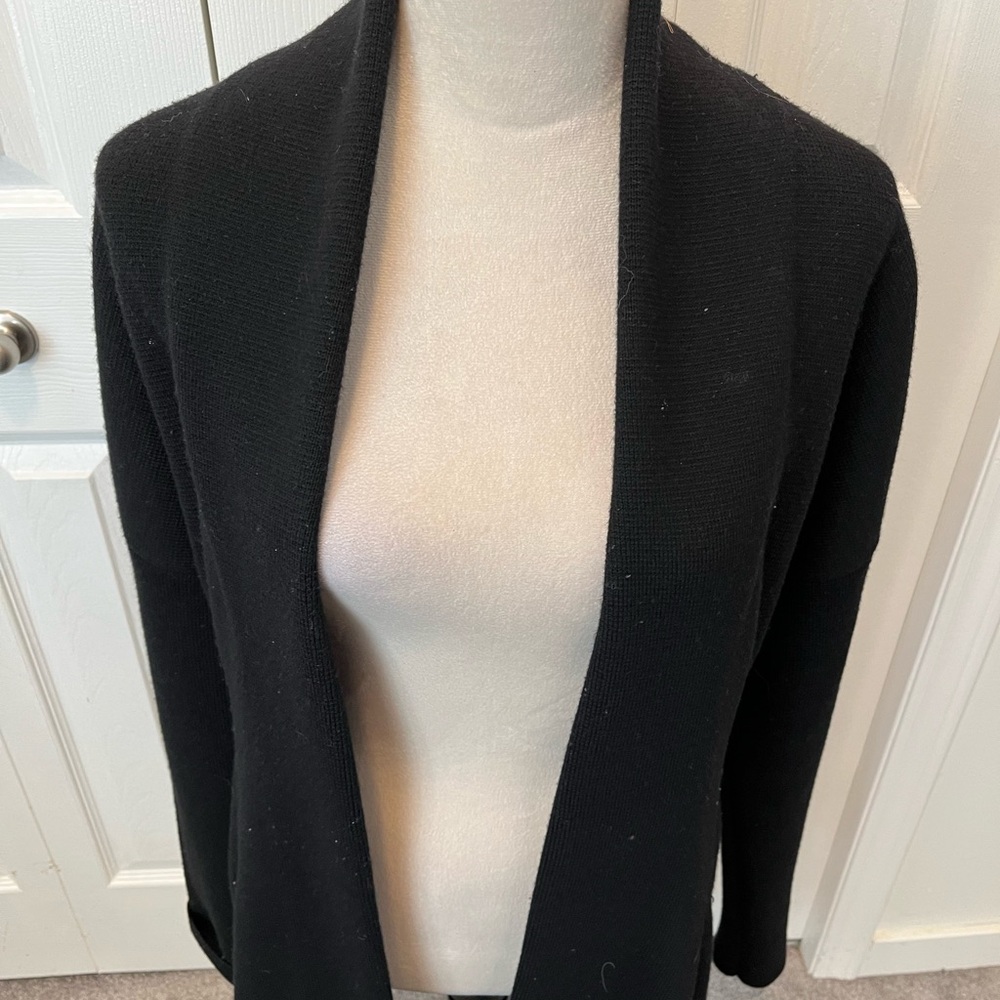 Theory size M 100% woolWomen's Black Open Front Sweater - Picture 13 of 15
